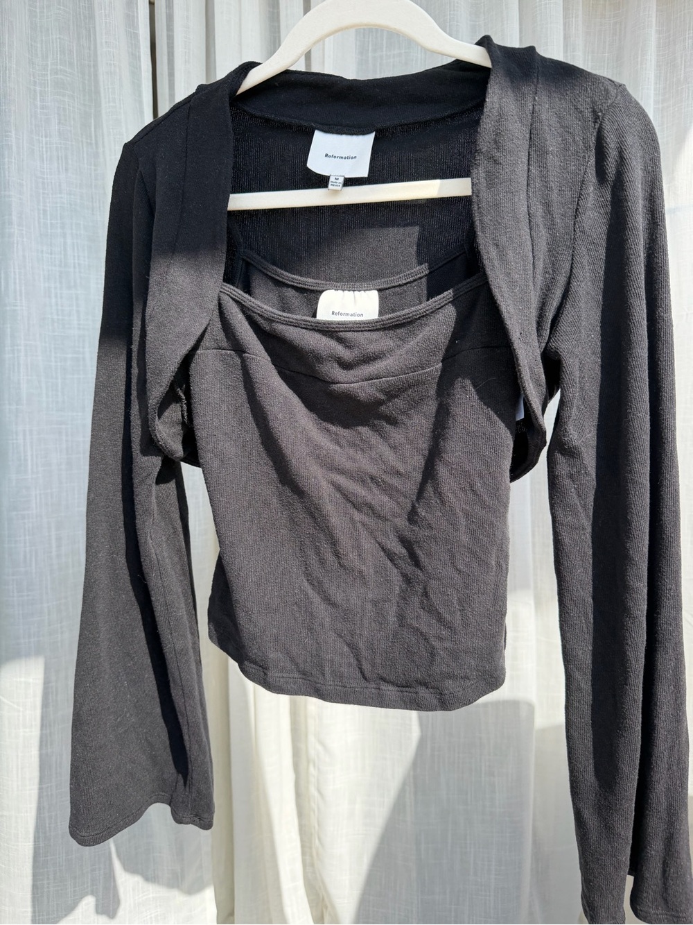 Reformation Black Cropped Tank with Matching Bolero